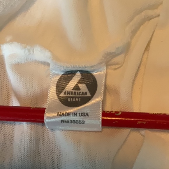 America Giant Slub Crew White Long Sleeved Cotton Shirt - Picture 4 of 11